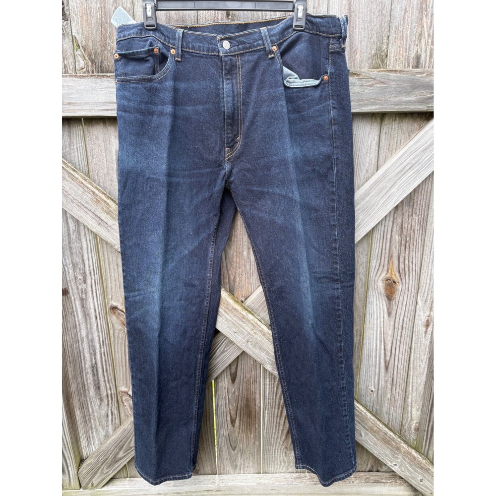 Levis 505 Regular Fit Mens Dark Wash Indigo Straight Leg Jeans 40x32
